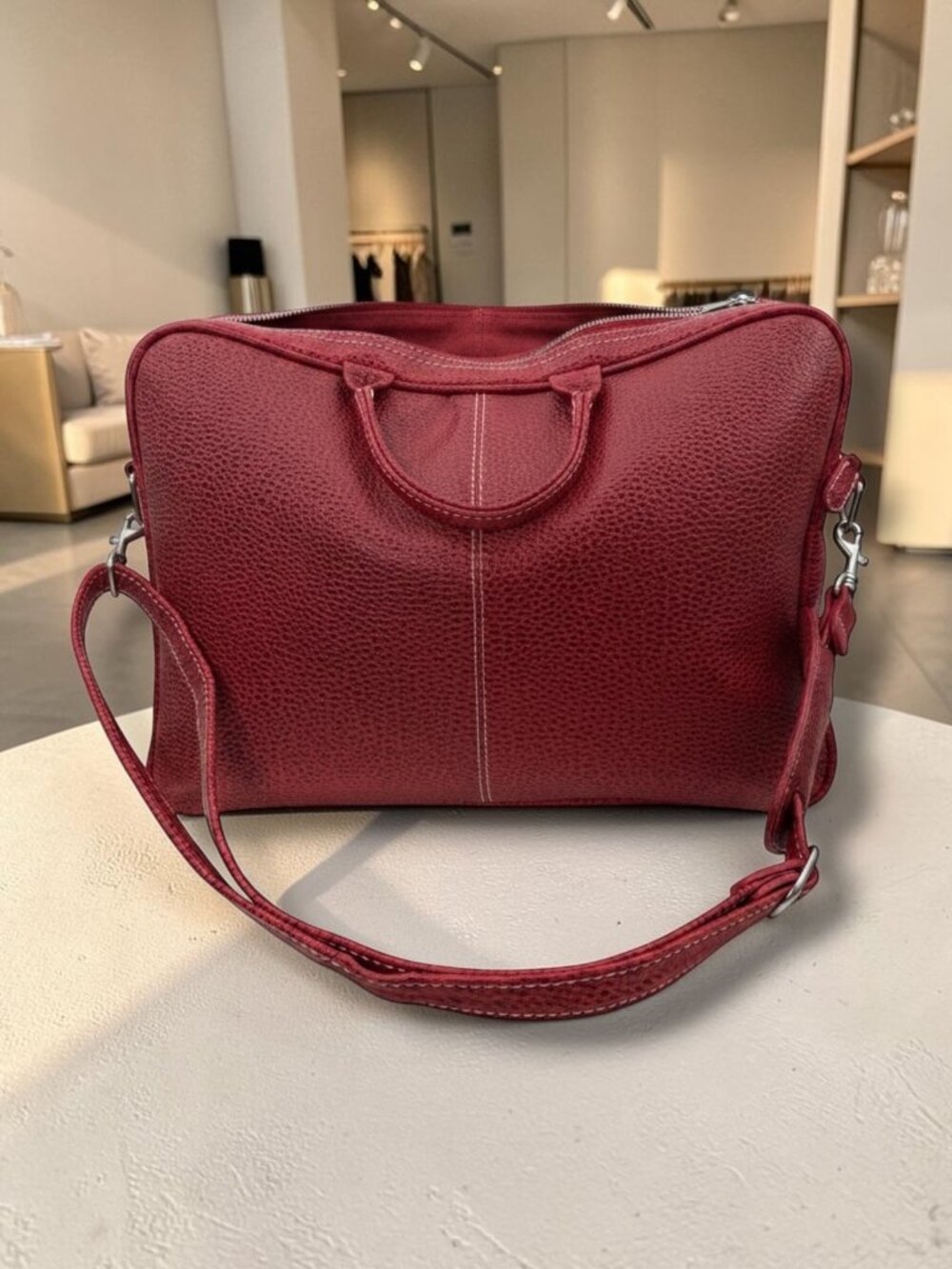 Latico‎ Red Leather Laptop Bag With Shoulder Strap